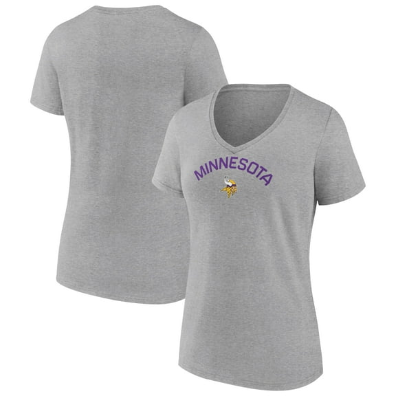 Women's Heather Gray Minnesota Vikings Team Arc V-Neck T-Shirt