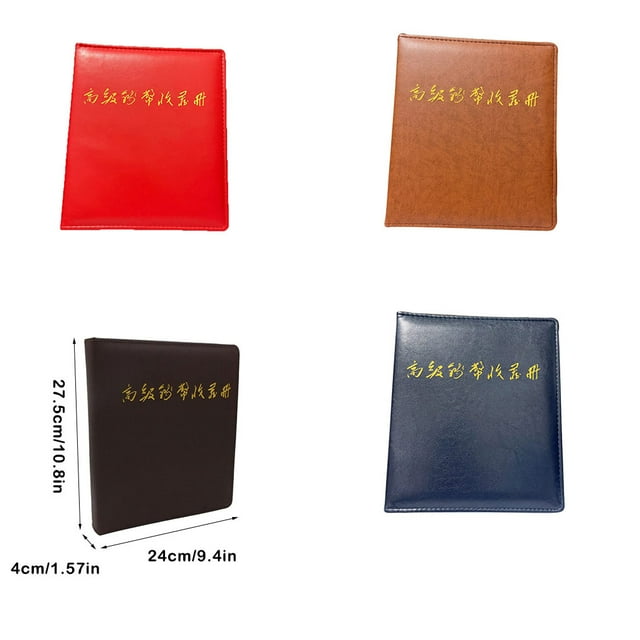 Paper Currency Holder Shell Leather Money Book Holes Lining Organizer Container Cover Portable Household Banknote Album Anniversary Bank School Protector Brown