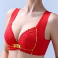thumbnail image 3 of LYEAA Supportive Bras for Women with No Wires Wireless Push Up Bras Front Closure Wide Strap Bras Lift Shape Bralette Soild Breathable Soft Bras Comfortable Everyday Bras T-Shirt Bras Red, 3 of 3