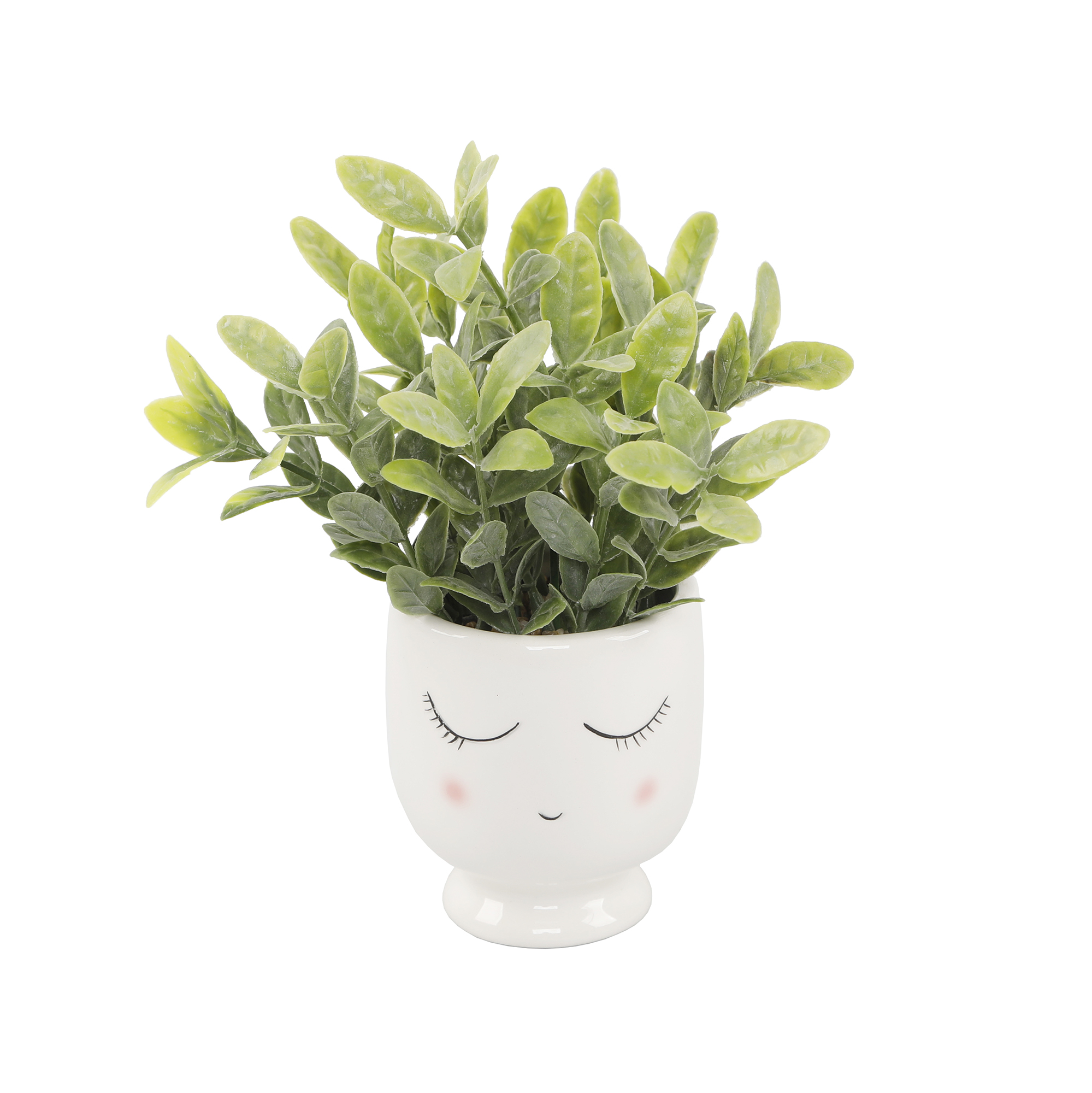 Mainstays Artificial Tea Leaf Plant, White Ceramic Pot photo 1
