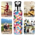 thumbnail image 7 of Yayeee 20oz Insulated Water Bottle Double Wall Stainless Steel with Flip Straw Lid, Blue Colorful Circles, 7 of 7