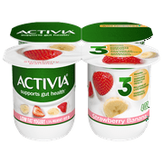 Activia Strawberry Banana Low-Fat Yogurt Pack, 16oz, 4 Count, Refrigerated Plastic Cup