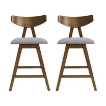 Noble House Marten Indoor Fabric Upholstered 25" Counter Stools, Set of 2, Dark Gray, Walnut