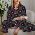 thumbnail image 6 of Pofeuu Vinyl Records Musical Notes Print Womens Pajamas Set Long Sleeve Sleepwear Button Down Nightwear Soft Pj Lounge Sets Button Down Pajamas Women-X-Large, 6 of 7
