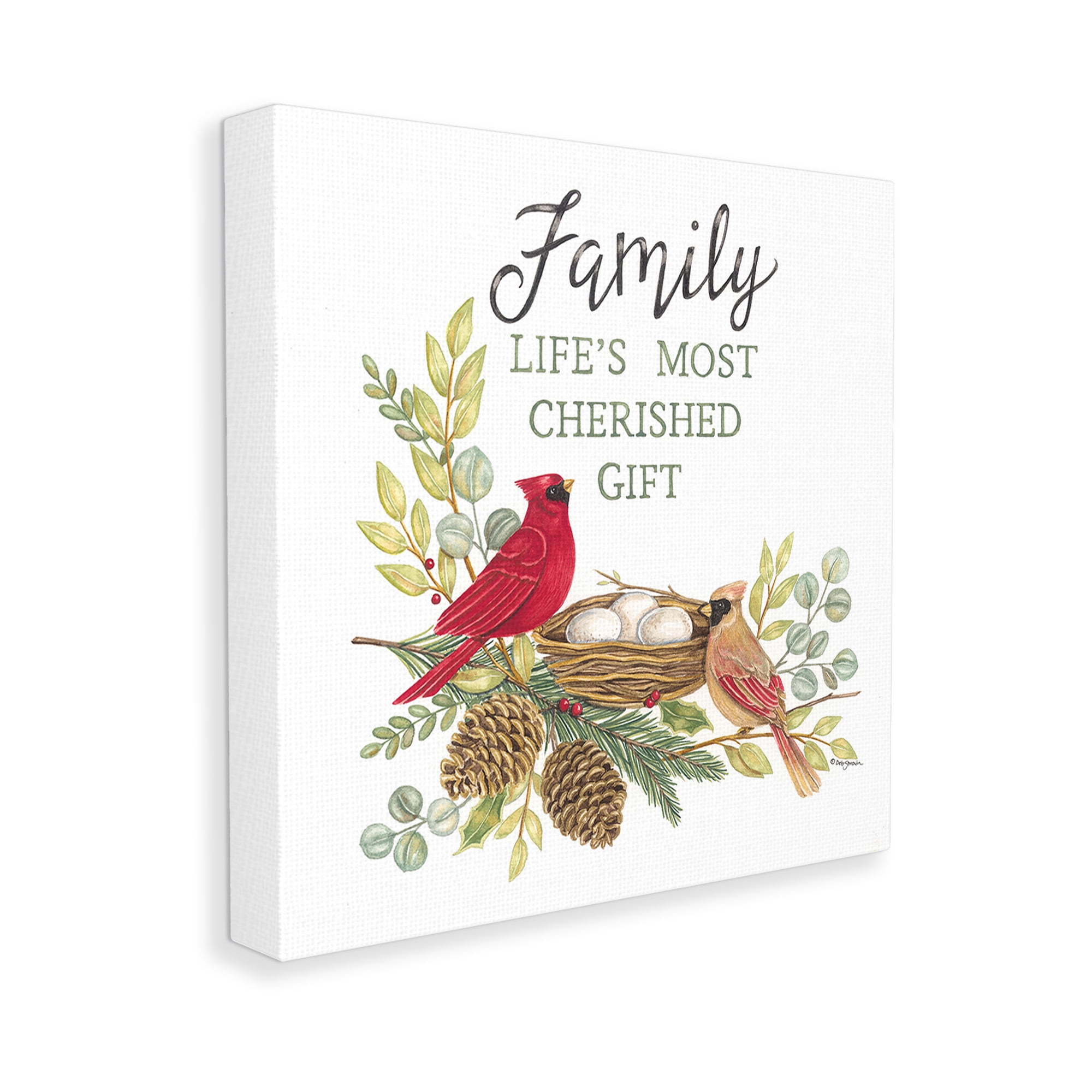 Stupell Industries Family Is Cherished Gift Animals & Insects Painting Gallery Wrapped Canvas Art Print Wall Art, 30 x 30
