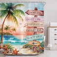 thumbnail image 2 of Ocean Beach Tropical Shower Curtain for Bathroom Decor 84Wx72H Sunset Palm Tree Starfish Coastal Nautical Sun Positive Quotes Art Printed Fabric Polyester Waterproof 12 Pack Plastic Hooks, 2 of 6