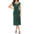 thumbnail image 1 of INSPIRAR CHIC Vestido Midi Clásico de Verano con Manga Corta Casual de Lunares S Verde Oscuro, 1 of 6