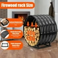 thumbnail image 3 of Firewood Storage Rack Outdoor Indoor - 24in Weatherproof Galvanized Steel Log Holder for Fireplace,Backyard,Fire Wood Stacking Stand,Black, 3 of 8