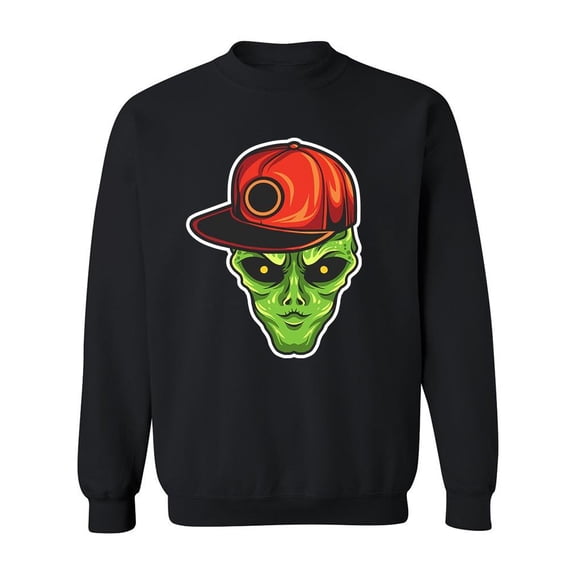 Alien With Snapback Hat Sweatshirt Men -Image by Shutterstock, Male 3X-Large