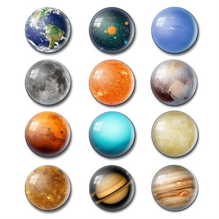 

Megawheels Planet Fridge Magnets | Solar System Round Refrigerator Magnetic Sticker | 12 sets Refrigerator Stickers Magnet for Home Office Kitchen Blackboard