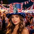 thumbnail image 6 of BiFandian 4th of July American Flag Tall Top Hat, Patriotic Red White Blue Star Stripe Party Hats, Wide Brim Star Printed Tall Cylinder Hat for Independence Day Memorial Day Decor, 6 of 7