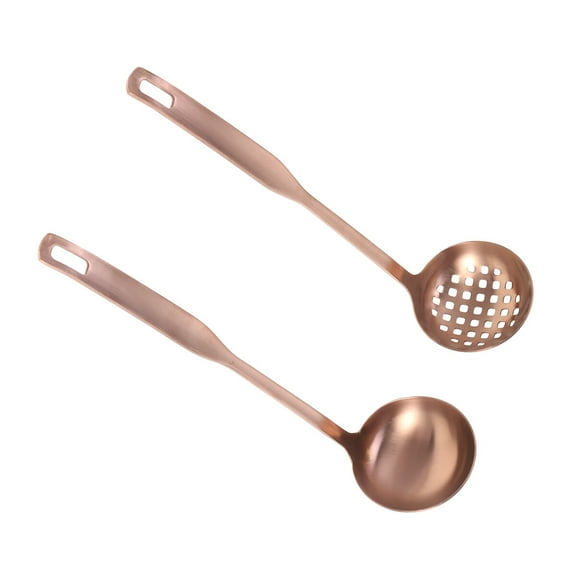 Raindrops 2Pcs Stainless Steel Cooking Utensil Set Nonstick Heat Resistant Kitchen Tools Draining Spoon Rose Gold