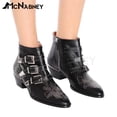 thumbnail image 2 of Botas de tobillo con tachuelas Botas de cuña con punta puntiaguda retro Botas de estilo británico para mujer Botas de vaquero occidental Multicolor Venta de gran tamaño, 2 of 5