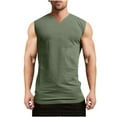 thumbnail image 2 of LADIGASU Men's Solid Color Elasticity Casual Fitness Sport Permeability V Neck Tank Tops, 2 of 7