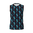 thumbnail image 6 of Lsque Blue Seahorse Print Men's Cotton Blend Sleeveless Muscle Shirts (S-3XL)- Moisture Wicking, Odor Protection, UPF 30+,XX-Large, 6 of 8