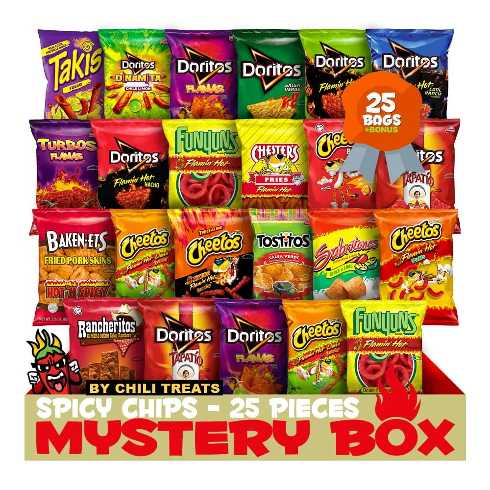 Chili Treats Spicy Flamin' Hot Fiery Chili Mystery Box of Chips Bundle