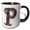 Black/White, variant on 3drose, Pretty Image of Ruby Jeweled Monogram Letter P, 11oz Two-tone Yellow Mug
