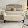 thumbnail image 2 of 2024 New 51.5'' Storage Upholstered Footstool Luxury Shoe Bench, Entryway Bench End of Bed Bench, with Button-Tufted & Safety Hinge, for Bedroom, Living Room, Entryway, 2 of 9