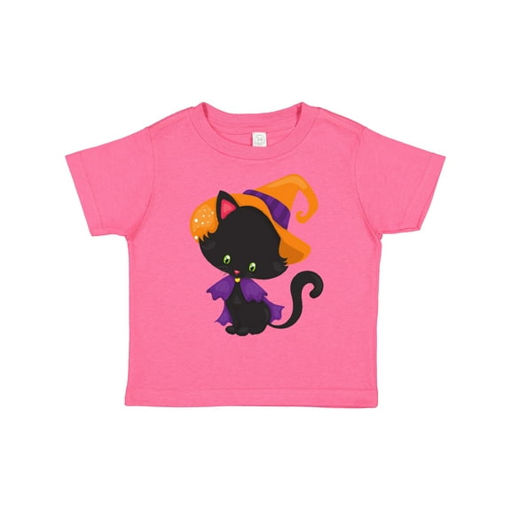 Inktastic Halloween Cat, Cute Cat, Black Cat, Witch Hat Boys or Girls Toddler T-Shirt