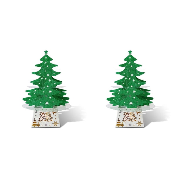 Bearachild Árbol de Navidad de , fiesta, decoración de Navidad Artificial, decoración con pilas, juego de adornos de regalo de ambiente Verde 2Conjunto