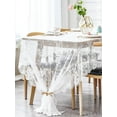 thumbnail image 4 of 60x120 Inch White Lace Tablecloth with Vintage Embroidery for Wedding, Bridal Shower, Tea Party, 4 of 4