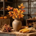 thumbnail image 6 of 2 Pack Orange Red Artificial Maple Leaf Stems, Fade Resistant Full Bushy Shape Bendable No Maintenance Foliage, Halloween Fall Vase Filler for Table Centerpiece Thanksgiving Home Decor, 6 of 6