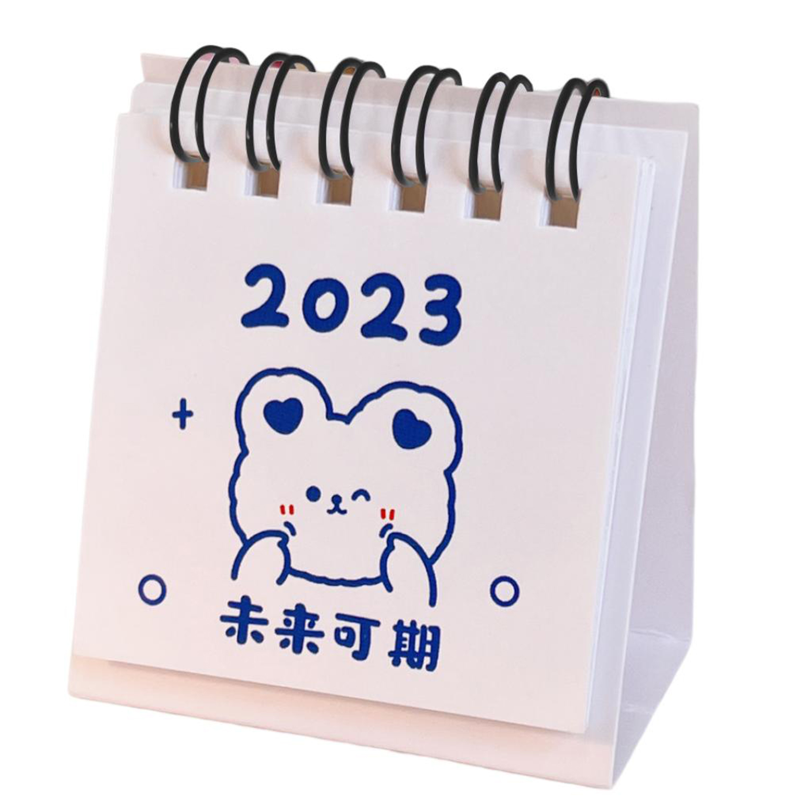 QILIN 2023 Mini Cartoon Desk Calendar Clear Pattern Cute Standing Flip Desktop Calendar for