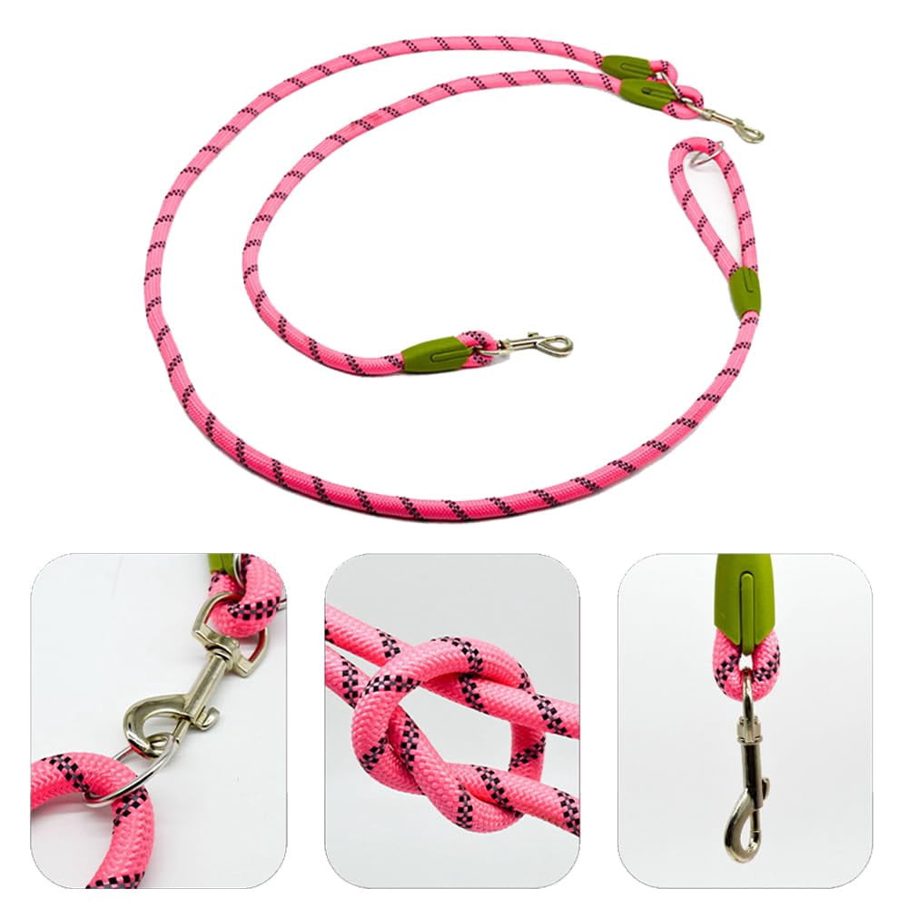 Hands free dog leash for off-road dog running, dog leash for hiking training, hands-free pet leash, heavy-duty reflective pet walking strap (pink 250cm long 1.2m)