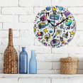 thumbnail image 3 of Yayeee 10" Wall Clock Battery Operated Quartz Round Silent Non-Ticking Home Decor,Blue Doodle Pattern, 3 of 6