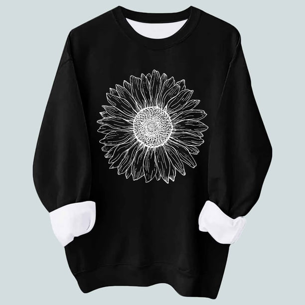 ICHUANYI Liquidación Mujer Moda Cuello Redondo Manga Larga Camiseta Impresión Suelta Sudadera Blusa Tops ICHUANYI WER2023082201235