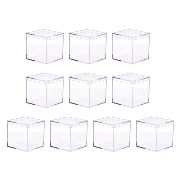 10 X Mini Estuche de Exposición Acrílico Caja de Dulces Duradera a Prueba de Polvo Almacenamiento Multiusos Cubo Organizador Transparente para Juguete 45x45x45 cm