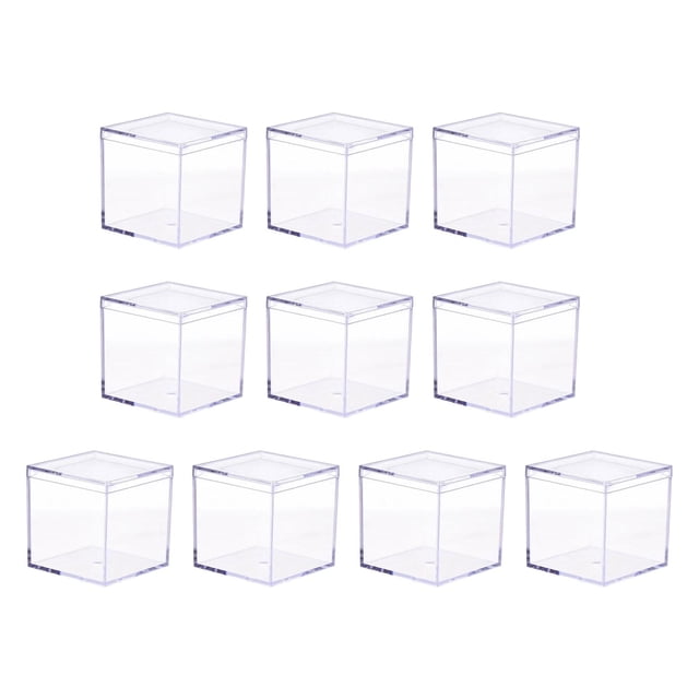 10 X Mini Estuche de Exposición Acrílico Caja de Dulces Duradera a Prueba de Polvo Almacenamiento Multiusos Cubo Organizador Transparente para Juguete 45x45x45 cm