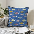 thumbnail image 2 of Velvet Decorative Throw Pillow Covers Set of 2, Soft Square Cushion Cover with Invisible Zipper Blue Sea Fish Printing, 16"x16", 2 of 7