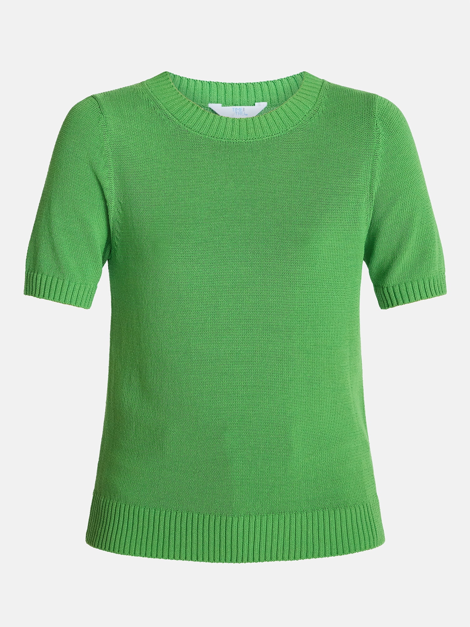 Time and Tru Women's Crewneck Sweater with Short Sleeves, Lightweight, Sizes XS-XXXL