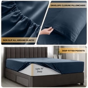 Lux Decor Collection Queen Sheets Set - 6 Piece Microfiber 16 Inch Deep Pocket Bed Sheets Set - Navy Blue