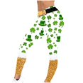thumbnail image 6 of lcziwo St Patricks Day Leggings for Women Casual Stretchy High Waisted Yoga Pants Funny Shamrock Print Running Leggings Full Length Tight Trousers Gold XL, Fall Savings, 6 of 8