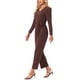 thumbnail image 4 of INSPIRAR CHIC Mono de Mujer con Cuello en V de Manga Larga, Cintura Ajustable, Pierna Ancha, Pantalones Largos, Elegante Mono de Tejido XS Café, 4 of 5