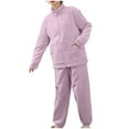 thumbnail image 5 of HBYJLZYG Womens Pajama Sets 2 Piece, Women's Keep Warm Plush Thickened Pajama Zipper Pockets Jackets Pants Homeweat Set, 5 of 7