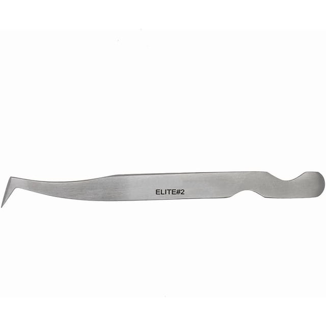 Pince à Cils Professionnelle Outil d'Application de Faux Cils Volume / Pinces Multi-Formes & Usages pour Volume, Isolation & Cils Classiques (Élite 2- L Courbe 70° Angled 12mm Longueur Pointe / Volume)