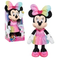 Disney Junior Minnie Mouse Sparkle and Sing Minnie Mouse, Large 13 Inch Feature Plush with Lights and Sounds Baby and Toddler Toys