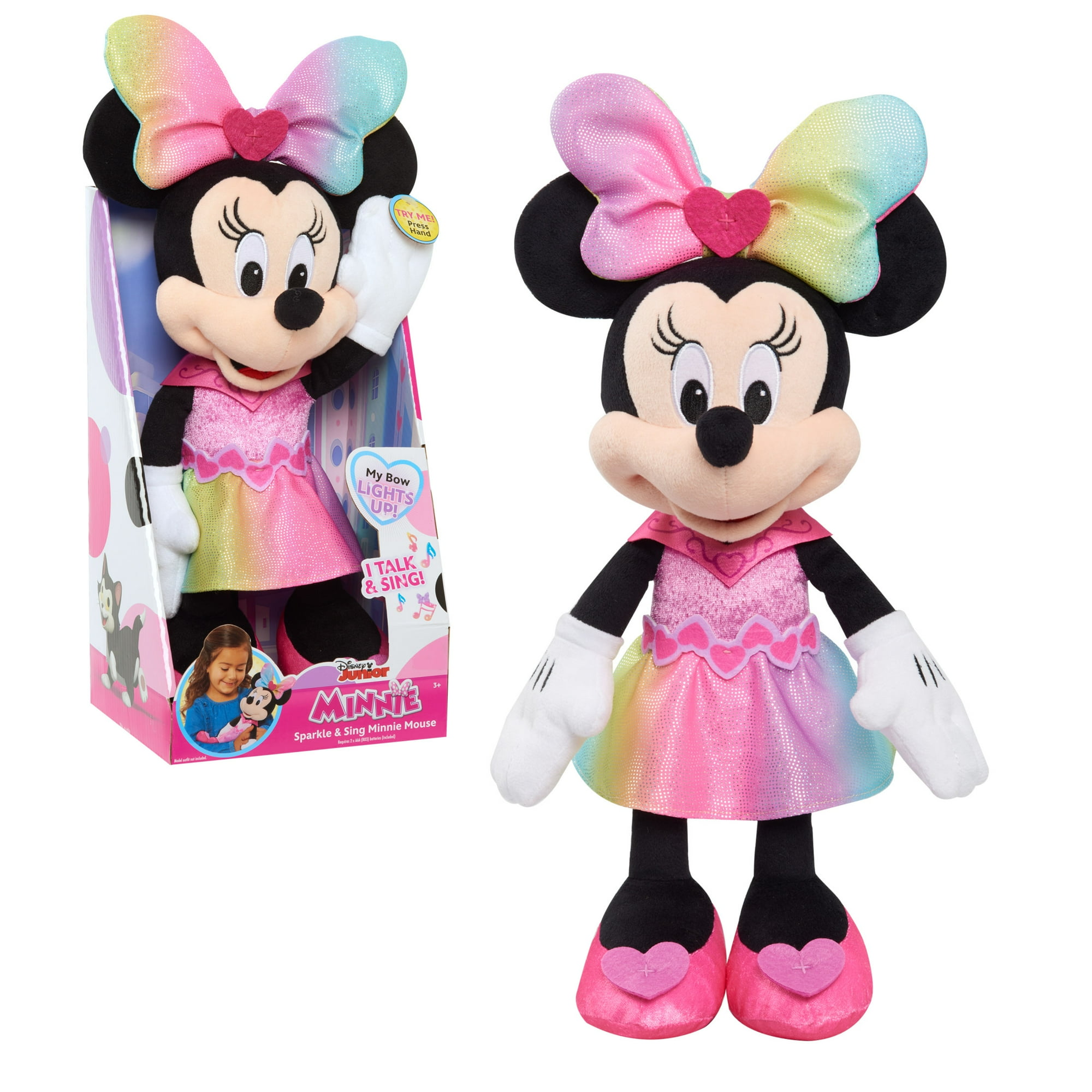 Disney Junior Minnie Mouse Sparkle and Sing Minnie Mouse, 13 inch Feature Plush