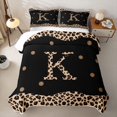 thumbnail image 2 of Meiyoeat Animal Leopard Letter K Bed Spread Queen for Girls,Classic Polka Dot Queen Coverlet Set,Black Beige Brown, 2 of 7