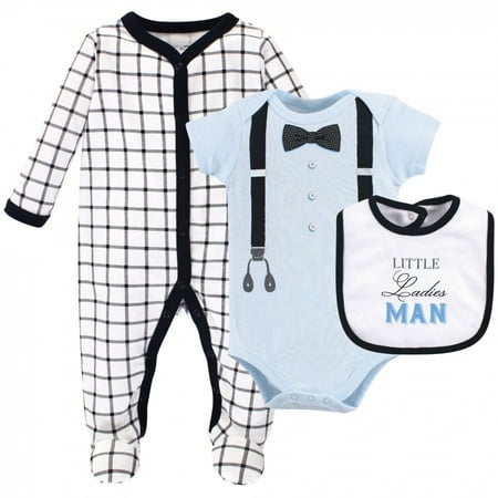 

Little Treasure Baby Boy Sleep and Play Bodysuit and Bib Ladies Man 3-6 Months