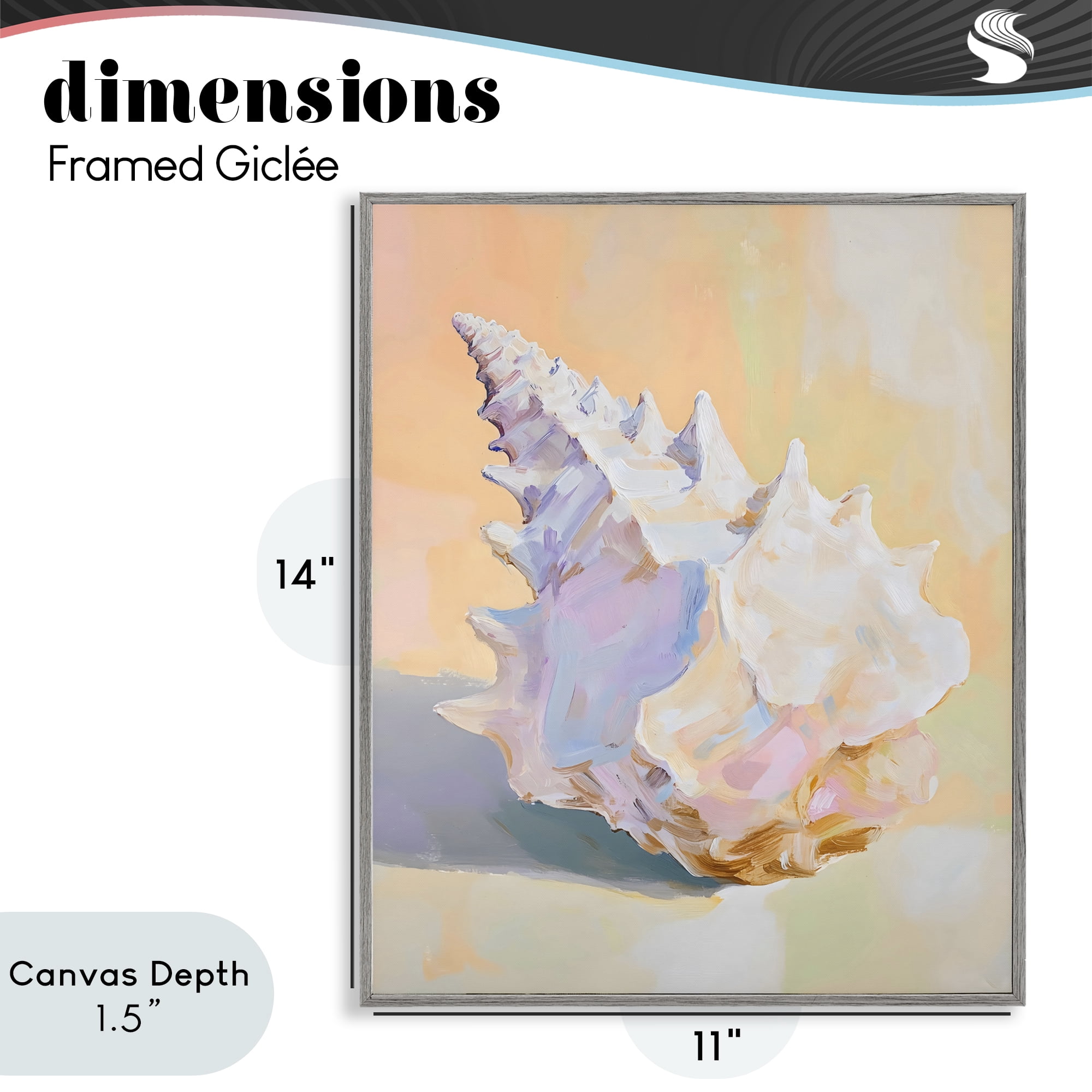 Stupell Industries Vintage Shell in Pastel Light Gray Framed Giclee Art, design by The Prints Vibe