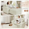 thumbnail image 5 of Muumblus Oversized Accent Chair with Ottoman, 48" Indoor Chaise Lounge Cloud Corduroy Sofa Reading Armchair for Modern Living Room, Bedroom, Beige, 5 of 11