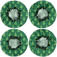 thumbnail image 2 of Shower Caps,Green Christmas Tree Pattern Waterproof Shower Cap for Women 4 Pieces,Double Reusable Hair Cover for Shower PEVA Elastic Stretch Hem, 2 of 7