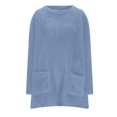 thumbnail image 6 of AherBiu Pajama Tops for Women Fleece Crewneck Sweatshirt Mid-Long Fuzzy Plush Sleepwear Pullover Tops, 6 of 6