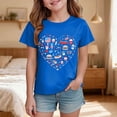 thumbnail image 2 of Povozer Toddler Girls Boys American Flag T-Shirts 250th Anniversary Usa Shirt Kids Childrens Independence Day Printed T Shirt Girls Boys Comfortable Short Sleeved Top Size 9-10 Years,Blue, 2 of 5