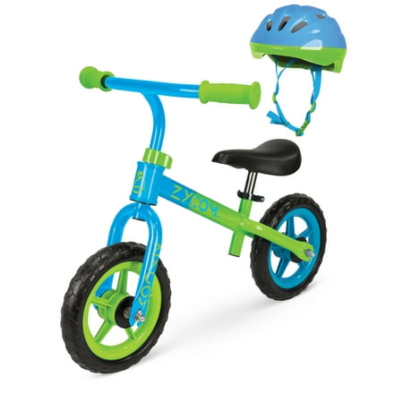 Zycom ZBike Toddlers Balance Bike and Adjustable Helmet Combo – Blue/Green - Suits Ages 18 – 36 Months - Max Rider Weight 44lbs – 3 Year Manufacturer’s Warranty
