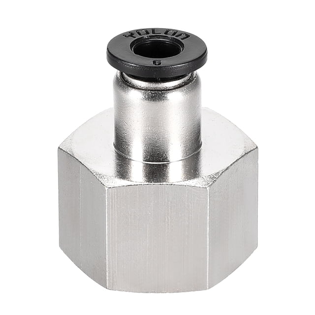 Adaptador de accesorio de tubo de conexión rápida, tubo OD de 6 mm x conector de tubo neumático hembra recta de 1/2PT